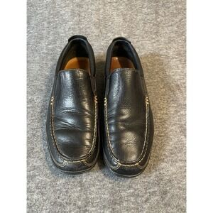 COLE HAAN Tucker Venetian Driving Loafers 9.5 Solid Black Leather